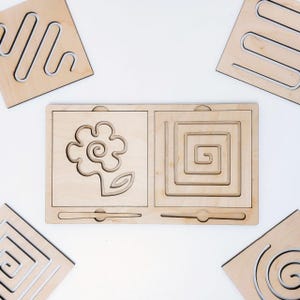 Montessori materials Wooden tracing board, writing skills stencil set, Interhemispheric board, Preschool educational toy Learning to Write