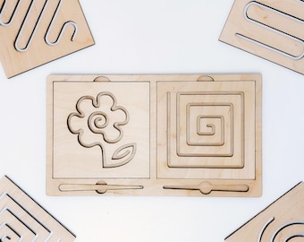 Montessori materials Wooden tracing board, writing skills stencil set, Interhemispheric board, Preschool educational toy Learning to Write