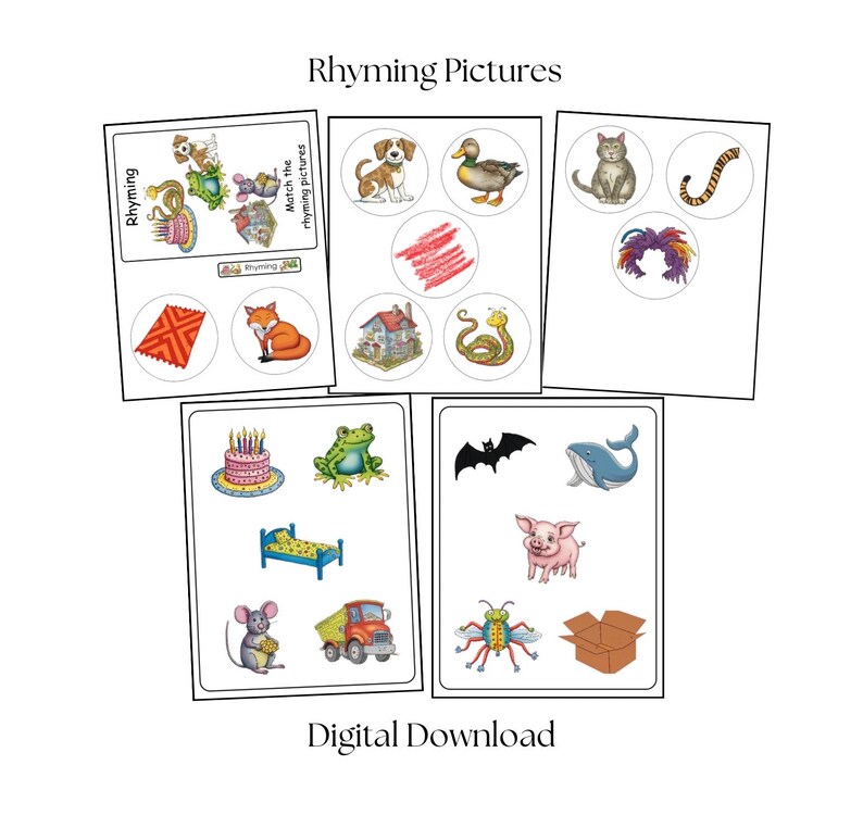 Rhyming Preschool File Folder Game Printable for Preschool Classroom ...