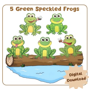 5 Green Speckled Frogs Song Prop for Preschool Circle Time Song Visuals Counting Activity Preschool Math Adding & Subtracting Preschool Song
