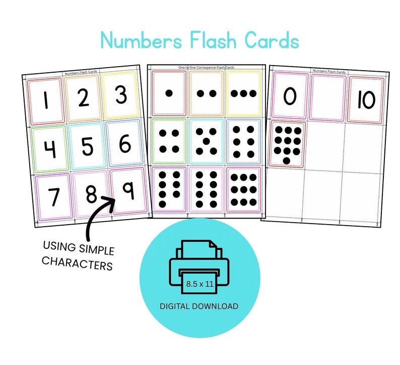 Preschool Numbers Flash Cards: Counting & Correspondence (Digital Download) image 2