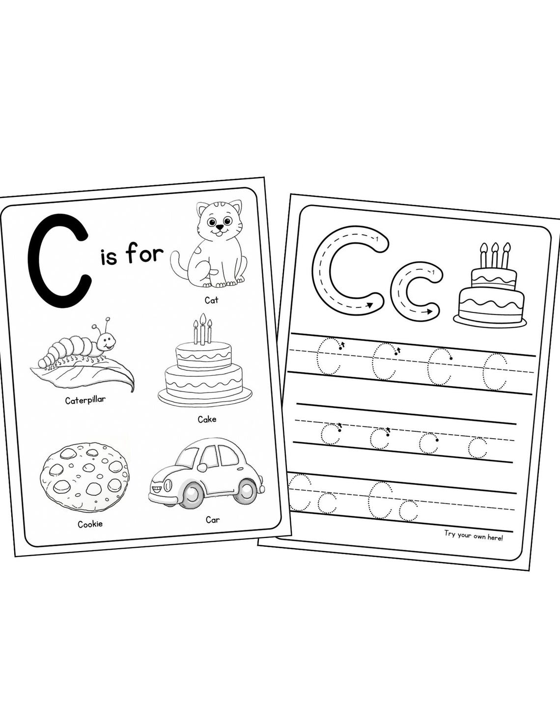 Letter C Preschool Worksheet Packet: Fun Alphabet Learning Activity ...