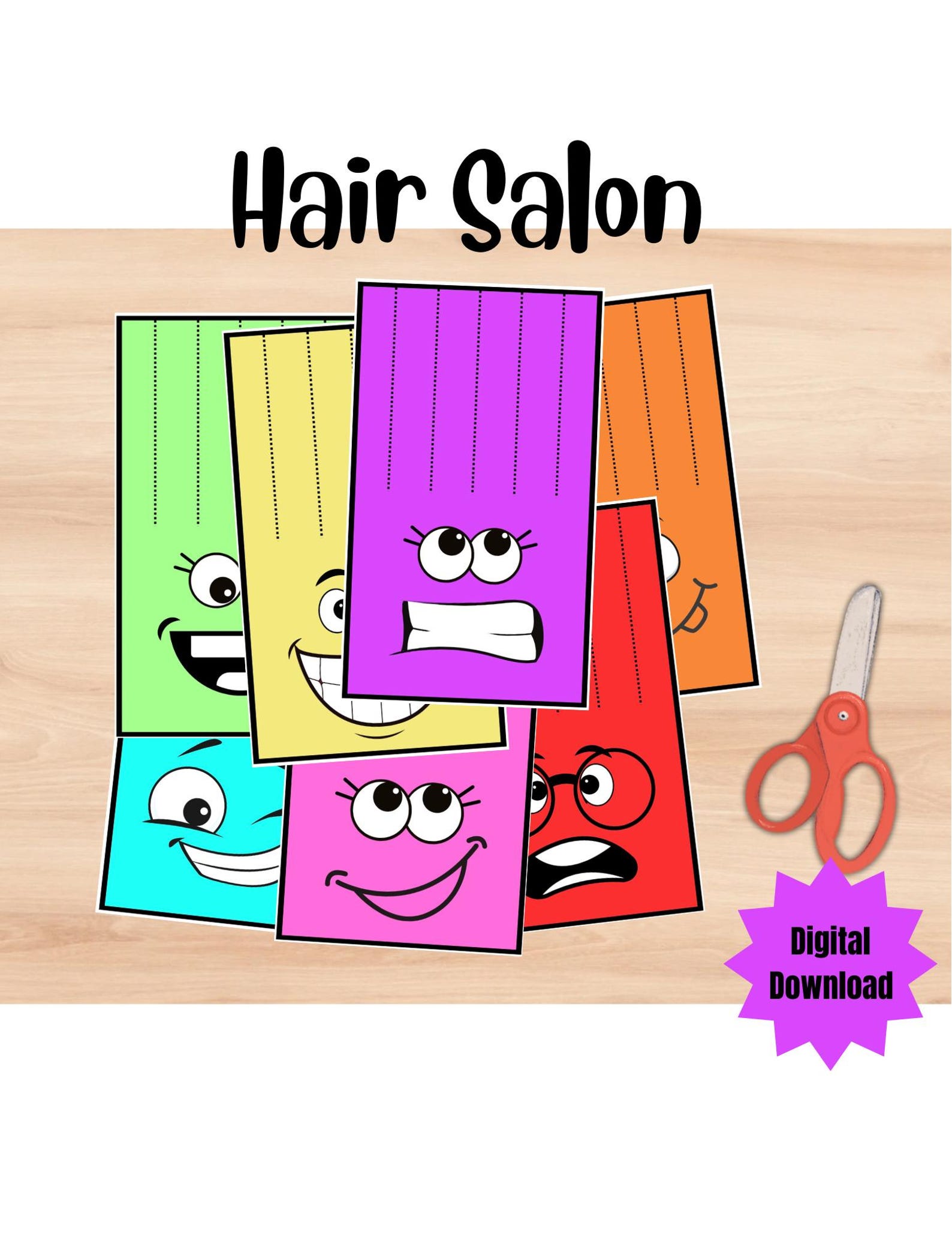 Hair Salon Scissor Skills Activity: Fine Motor Practice | Fun Preschool ...