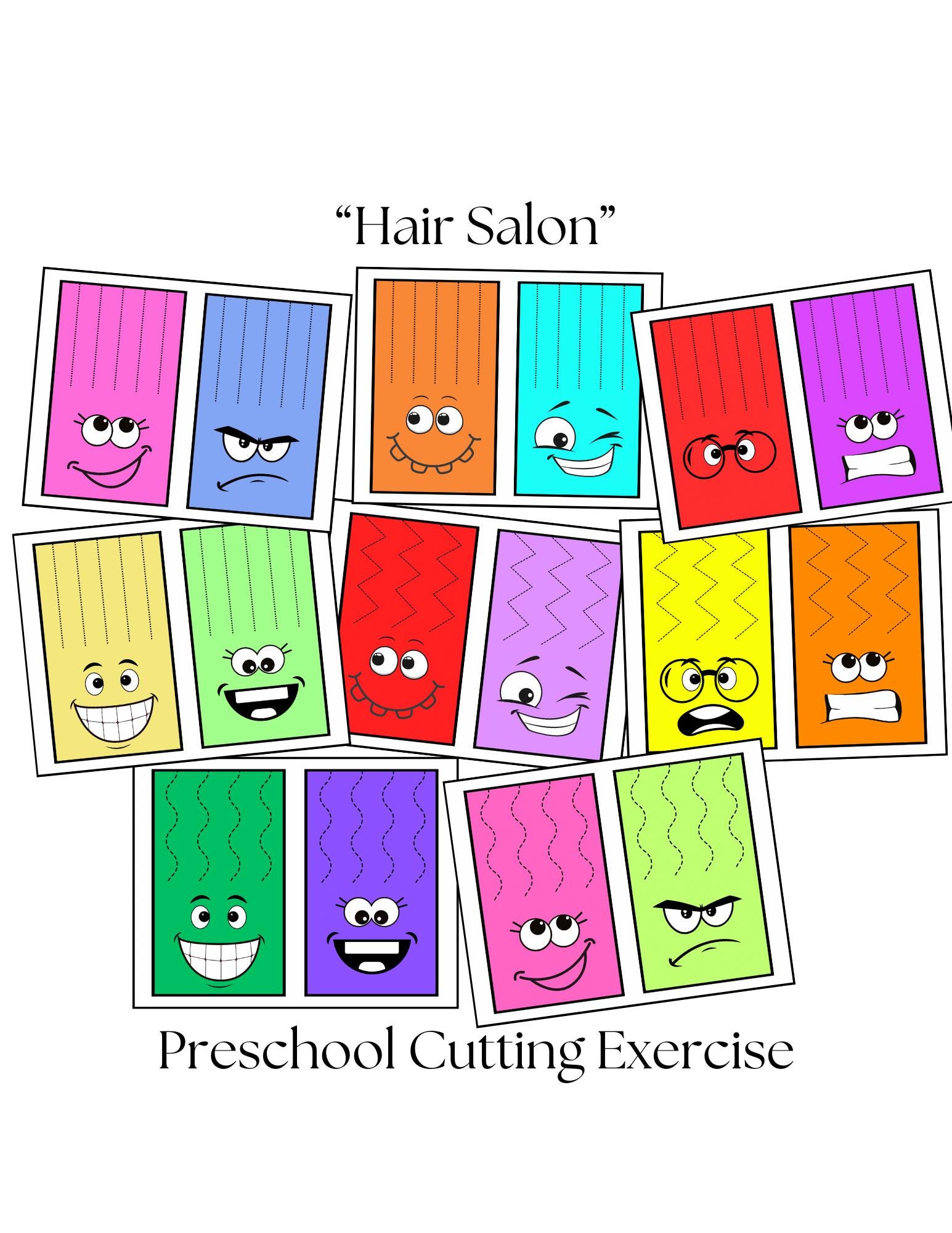 Hair Salon Scissor Skills Activity: Fine Motor Practice | Fun Preschool ...
