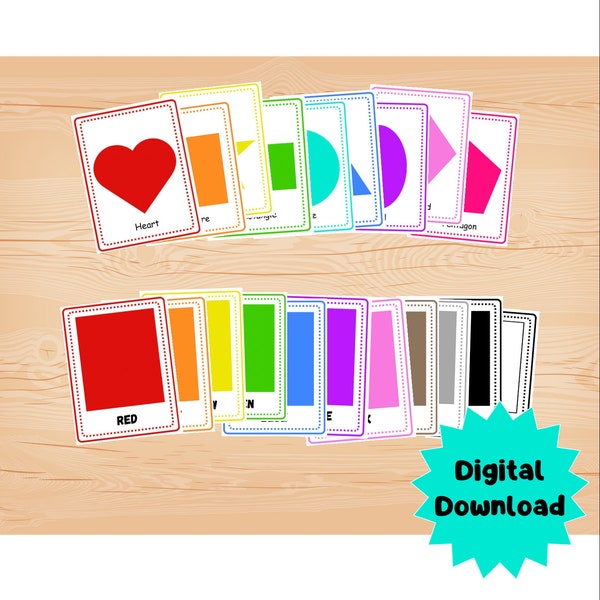 Learning Flash Cards for Colors Etsy