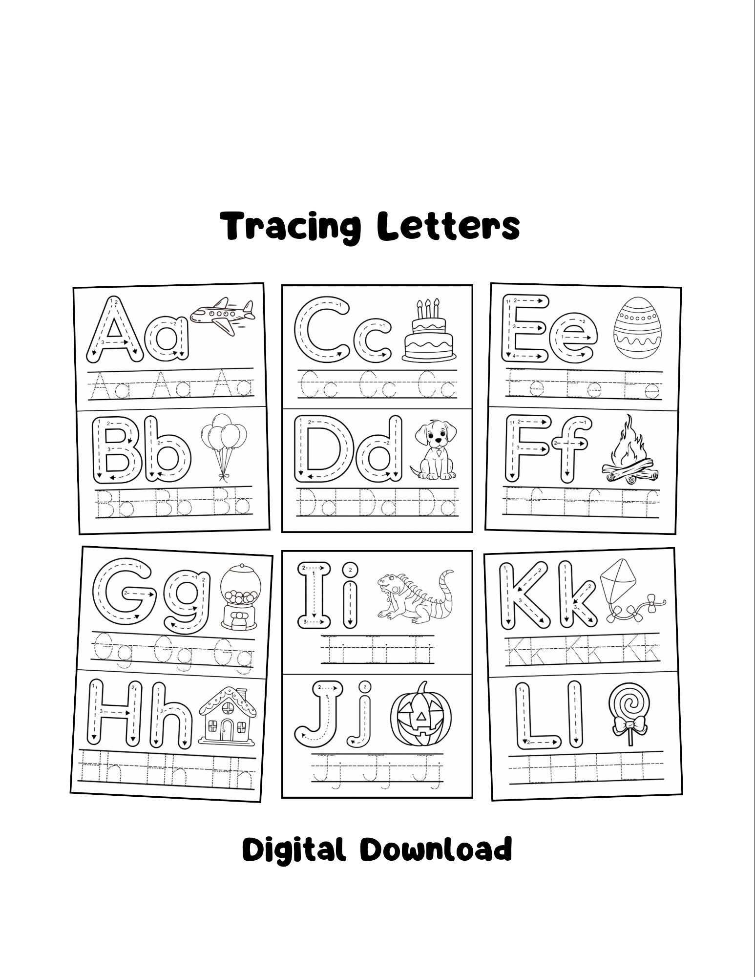 Alphabet Tracing Worksheet: Preschool Letter Practice (digital Download ...