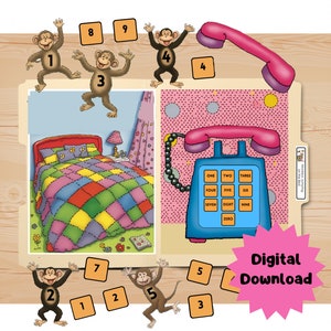 Monkeys Jumping on the Bed Preschool File Folder Game Counting Activity Number Sequencing Homeschool Preschool Worksheet Activity for Number