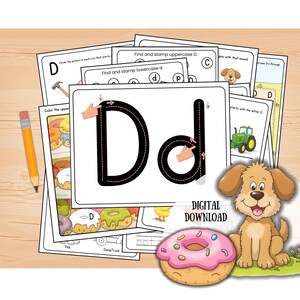 Letra D Pré-escola Imprimível O MELHOR Pacote de Planilhas Pré-escolares para a Letra D Fácil Letra por Dia Dever de Casa Folha de Exercícios do Alfabeto para Crianças ABC Diversão