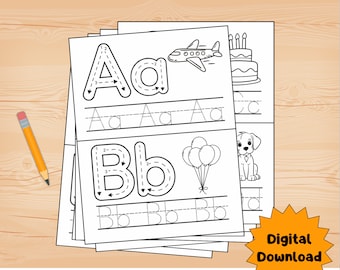 Alphabet Tracing Worksheet: Preschool Letter Practice (Digital Download)