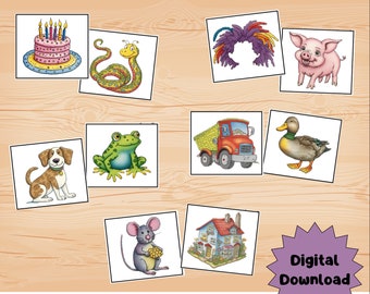 Rhyming Picture Cards: Preschool Learning Homeschool Supply (Digital Download)
