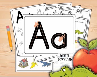 Letter A-werkbladen voor kleuters | Afdrukbaar alfabetpakket | Traceren, kleuren, handschrift, activiteiten | PDF | Thuisonderwijsprogramma