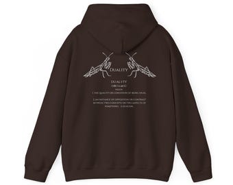 Duality Mantis Hoodie, Praying Mantis Graphic, Unisex Pullover, Unique Gift, Nature Lover Sweatshirt, Spiritual Clothing