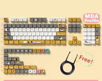 Funny Dog Keycaps Set, Puppy Anime Keycaps Set, MDA 138 Artisan Keycaps, Ergonomic Keyboard Keycaps, Graffiti Keycaps, Gift for Dog Lover