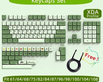 Japanese Matcha Keycaps Set, German French Keycaps Set, Mechanical Keyboard Universal Keycaps, XDA 139 Artisan Keycaps