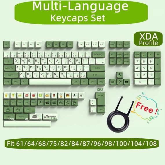 Japanese Matcha Keycaps Set, German French Keycaps Set, Mechanical Keyboard Universal Keycaps, XDA 139 Artisan Keycaps