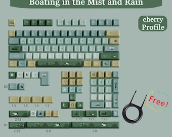 Smoky Rain Journey Mechanical Keyboard,Cherry Profile Keycaps,Cherry Height Artisan Keycaps,Cross-Shaped Keycaps,Mechanical Keyboard keycap