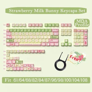 Zestaw nakładek na klawisze Strawberry Milk Bunny, zestaw nakładek na klawisze Anime, zestaw nakładek na klawisze Graffiti, nakładki na klawisze MDA 112 Artisan, uniwersalne nakładki na klawisze do klawiatury mechanicznej