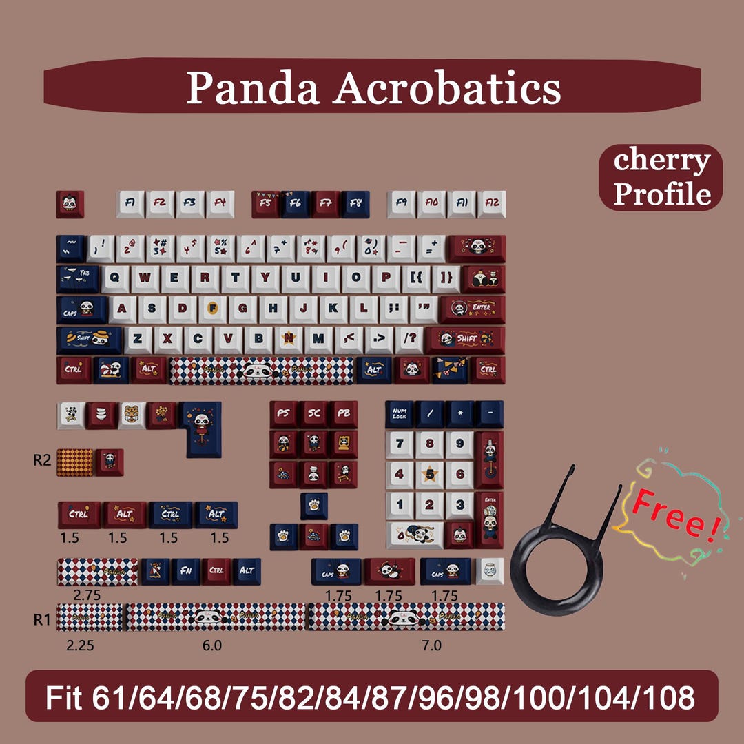 Panda Acrobat Keycaps,blue Keycaps,cherry Mx Keycap,mechanical Keyboard ...