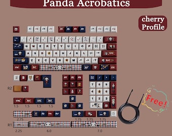 Panda Acrobat  Keycaps,Blue Keycaps,Cherry Mx Keycap,Mechanical keyboard,Cherry Profile Cute Keycaps,PBT Keycaps,Keyboard Upgrade Gift