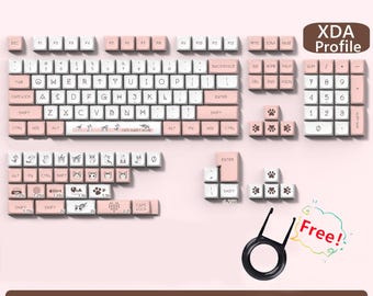 Cheese Cat Pink keycaps set, schattige anime keycaps set, XDA 140 ambachtelijke keycaps, toetsenbord universele keycap set, cadeau voor vriend