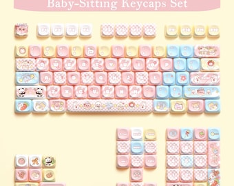 Keycaps set voor babysitting, cartoon anime keycaps set, MCA PBT 112 ambachtelijke keycaps, algemeen mechanisch toetsenbord keycaps, cadeau voor vriend