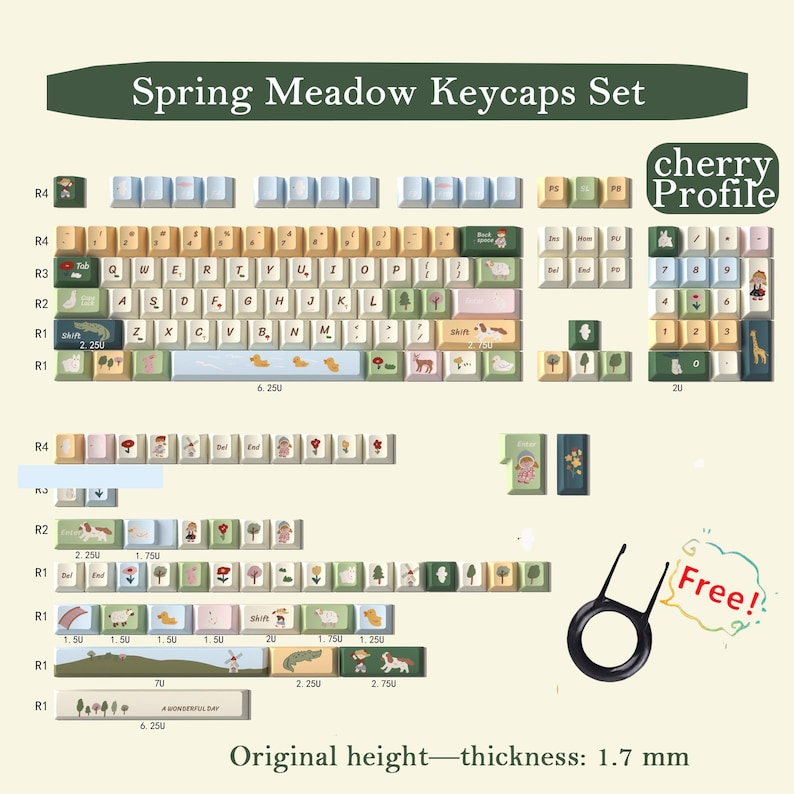 Summer Sheepy Theme Keycaps,cherry Profile Custom Keycap Set, Whimsical ...