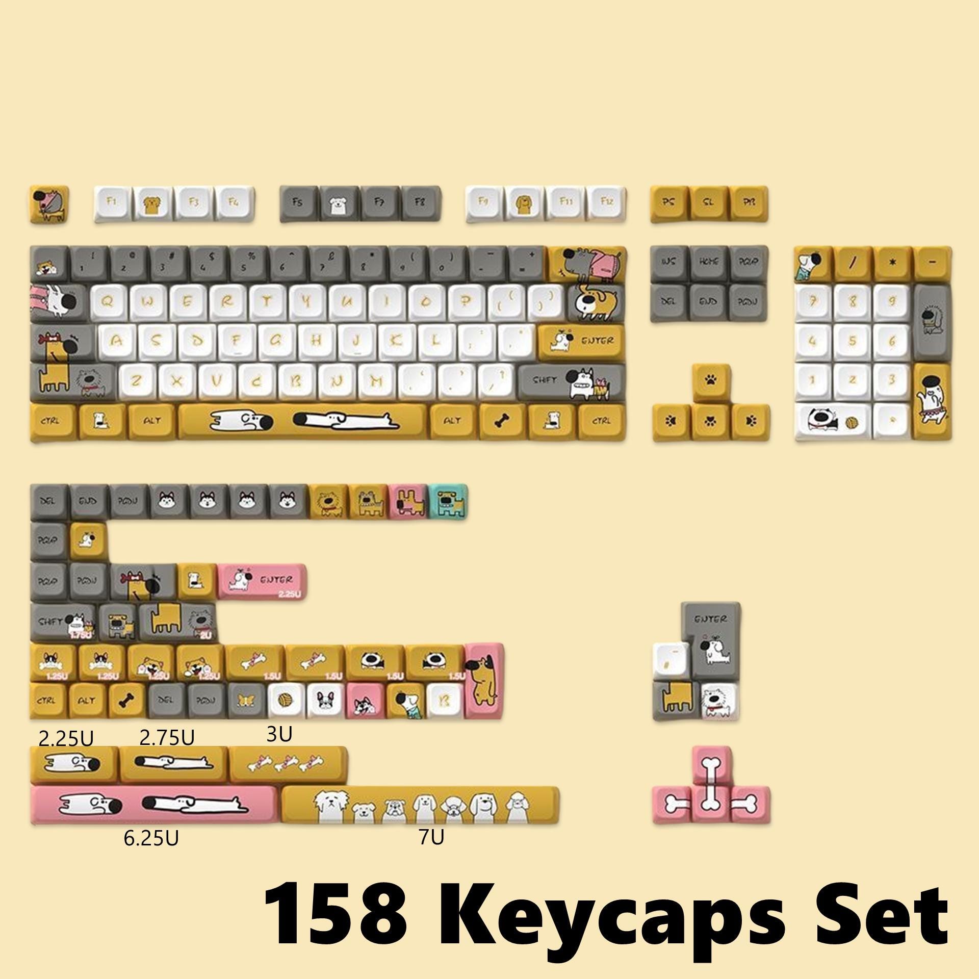 Funny Dog Keycaps Set, Puppy Anime Keycaps Set, MDA 138 Artisan Keycaps ...