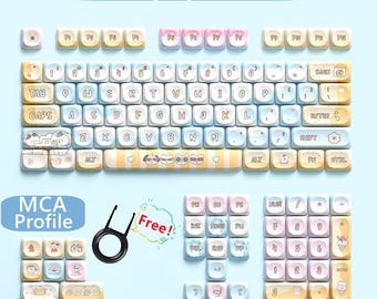 Cute Puppy Cat Keycaps Set, Anime Keycaps Set, Graffiti Keycap Set, MCA 112 Artisan Keycaps, Mechanical Keyboard Universal Keycaps