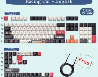 Racing Car Keycaps Set,135 Keys PBT Mechanical Keyboard Keycaps,OEM Profile Camera Keycaps,Car Lover Gift, Racing Keyboard Keycaps