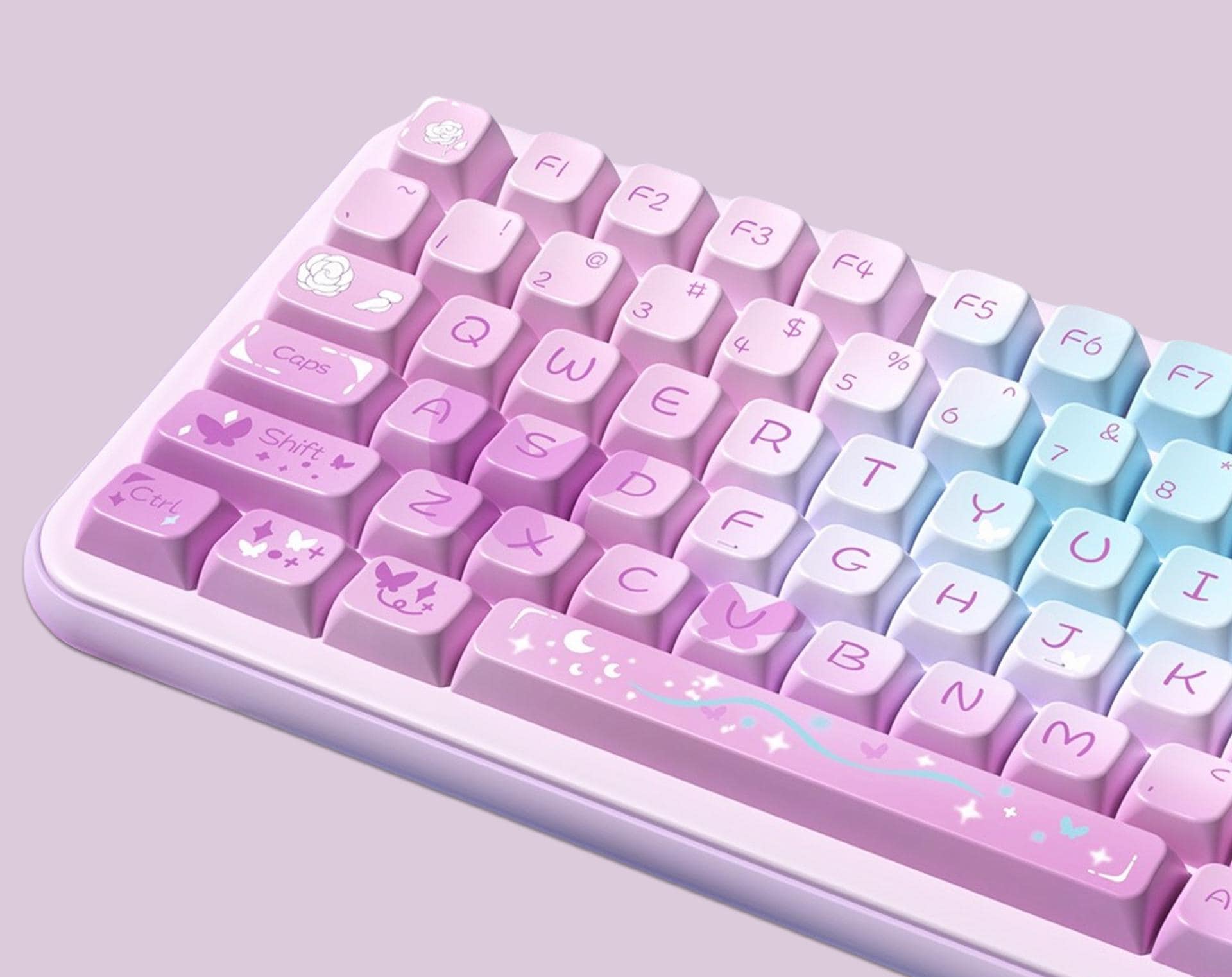 Fantasy Butterfly Keycaps Set, Gradient Purple Keycaps Set, MDA 138 ...
