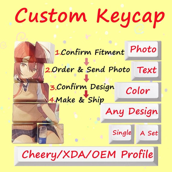 Custom keycaps, Print Your Image or Text, Mechanical Keyboard Universal Keycaps, Artisan Keycaps, Personalized Anime Keycaps