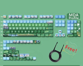 Leuke schaapstoetsenset, besneeuwde bergbos toetsenset, MDA 138 ambachtelijke toetsen, ergonomische toetsentoetsenbord, kleurverloop groene toetsen