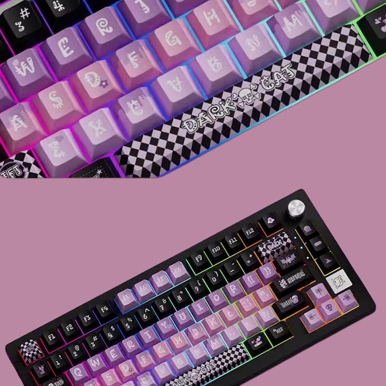 Dark Cat Keycaps Cherry Height,purple Keycaps,cherry Profile Keycaps ...