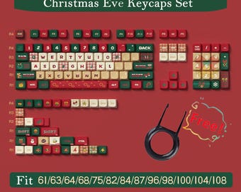 Kerstavond keycaps set, anime keycaps set, graffiti keycaps set, PBT MDA 138 ambachtelijke keycaps, mechanisch toetsenbord universele keycaps