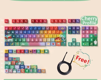 Gradient Colorful Keycaps Set, Anime Keycaps Set, Ergonomic Keyboard Applicable Keycaps, PBT Cherry 138 Artisan Keycaps, For Gaming Lovers