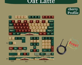 Oat Latte Cherry Keycaps,Cherry Height Artisan Keycaps,Cartoon Keyboard Cap,Mechanical Keyboard keycap,Cherry Profile Keycaps, PBT Keycaps