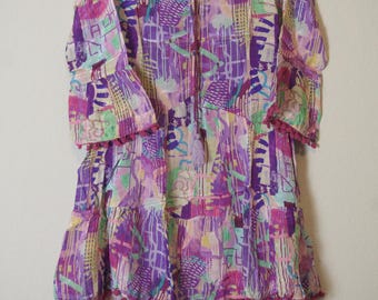 Multicolor crape short tunic style vacation dress - short kurti