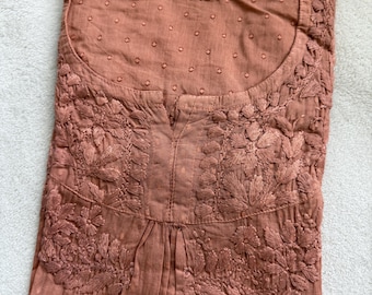 Brown dolby cotton chikankari short kurti