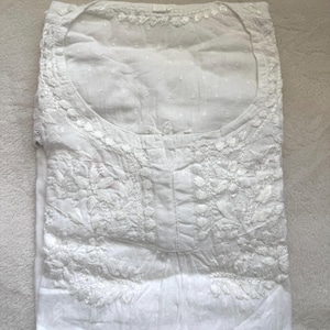 White dolby cotton chikankari short kurti