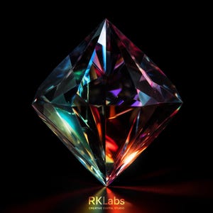 Surreal Diamond Digital Art Print, Vibrant Color Light Reflection Wall ...