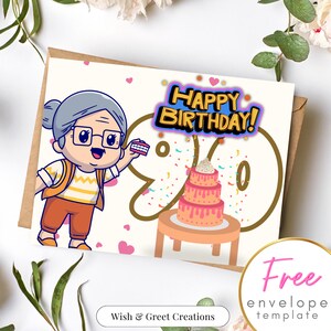 90th Birthday Card for Mom | Funny Birthday Card Gift for Grandma | Digital Download | Printable Custom Greeting Card - Change Birthday Year