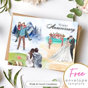 Tarjeta de aniversario imprimible para parejas Tarjeta de primer aniversario / Descarga digital Tarjeta de aniversario de bodas / Regalo de aniversario para esposo y esposa