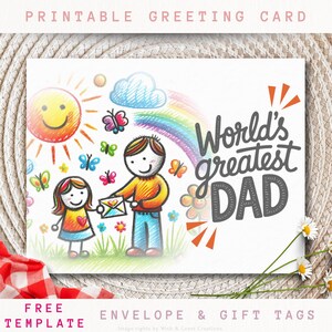 Carte de fête des pères art imprimable au crayon de couleur | Cadeau de fête des pères pour lui | carte postale pour beau-père et grand-père | Téléchargement numérique | Téléchargement instantané