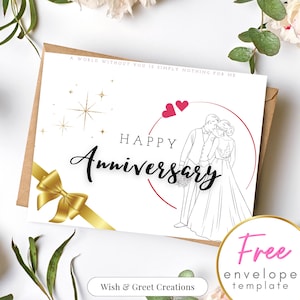 Tarjeta de aniversario imprimible para parejas Tarjeta de primer aniversario / Descarga digital Tarjeta de aniversario de bodas / Regalo de aniversario para esposo y esposa