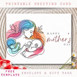 carte abstraite imprimable pour la fête des mères de <br> Profitez-en ! Cartes de voeux vibrantes à téléchargement numérique | Cadeau imprimable à téléchargement immédiat pour maman