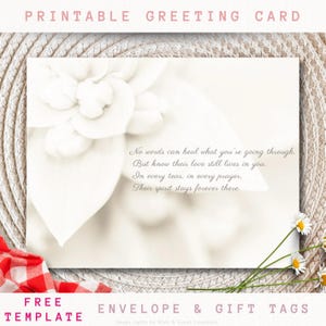 carte imprimable de sympathie fleur blanche | Carte de condoléances numérique avec poème | Carte de deuil à téléchargement immédiat | Cadeau de la perte d'un être cher | Carte de deuil