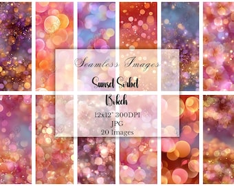 Sunset Bokeh Digital Paper: Glitter Sparkle Patterns (Digital Download, Commercial Use)