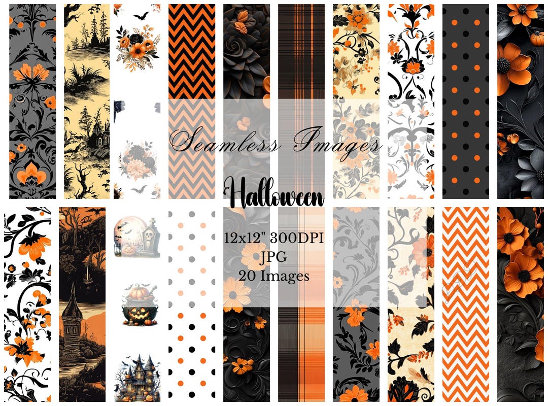 Halloween Seamless Digital Paper, 20 JPG Patterns, 12x12 Inch, 300 DPI ...