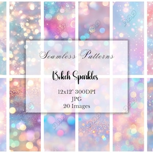 Spring Pastel Bokeh Digital Paper: Soft Light Fairy Sparkles, Seamless Patterns, Scrapbook Paper, Crafting, Commercial Use, Digital Download