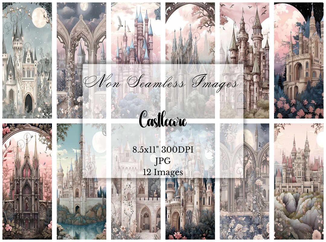 Fantasy Castle Digital Images Pack, Gothic Castle Art, Castlecore, Junk ...